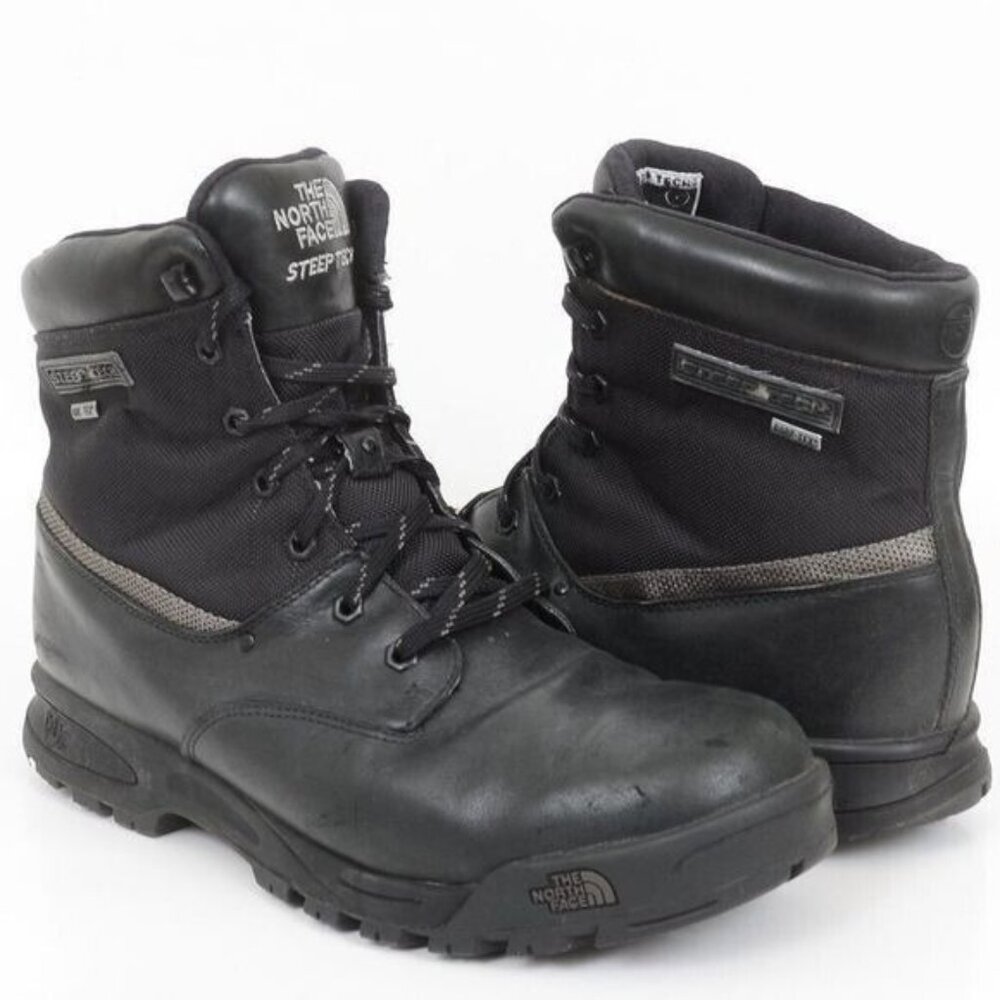North Face Mens 13 Steep Tech Gore-Tex Hiking Black Leather Boots Winter Outdoor